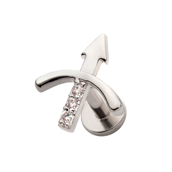 Threadless CZ Bow and Arrow Flatback Labret