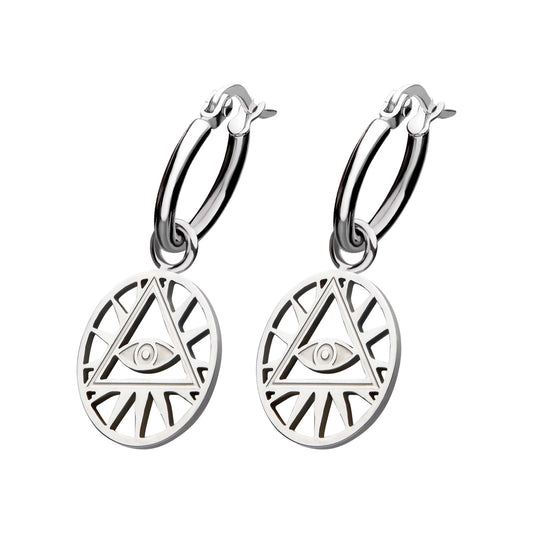 All Seeing Eye Hoop Earrings - SkinKandy | Body Jewellery & Piercing Online Australia