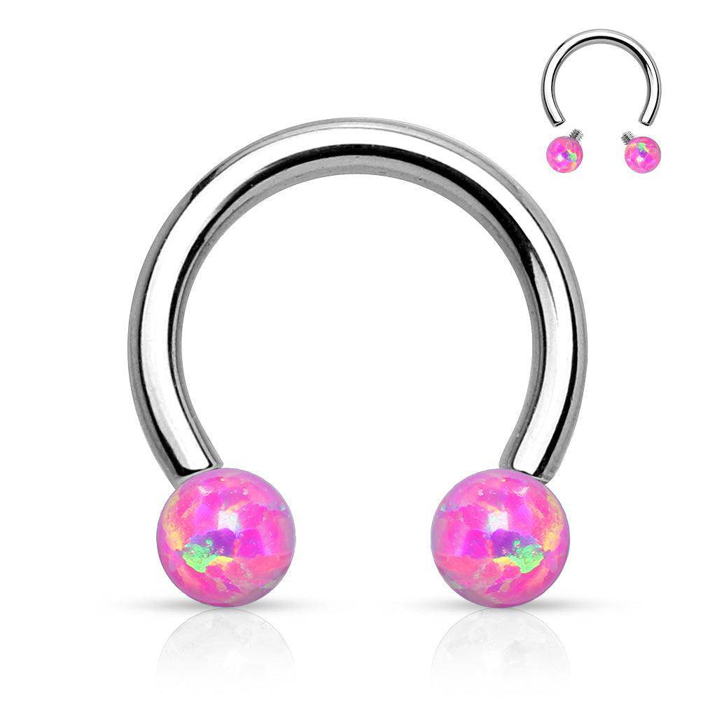 Faux Opal Internally Threaded Horseshoe - 14G