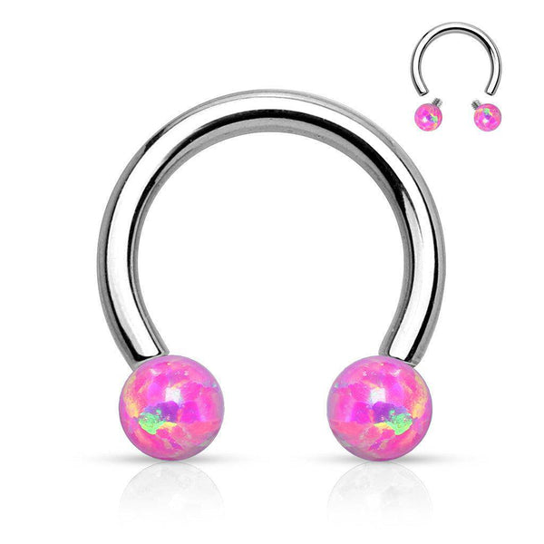 Faux Opal Internally Threaded Horseshoe - 14G