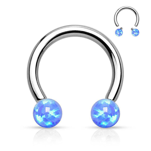 Faux Opal Internally Threaded Horseshoe