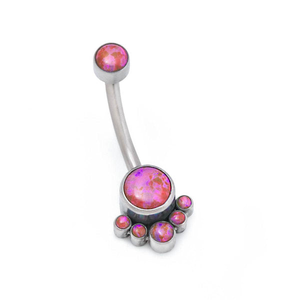 Five Opal Cluster Implant Grade Titanium Belly Bar