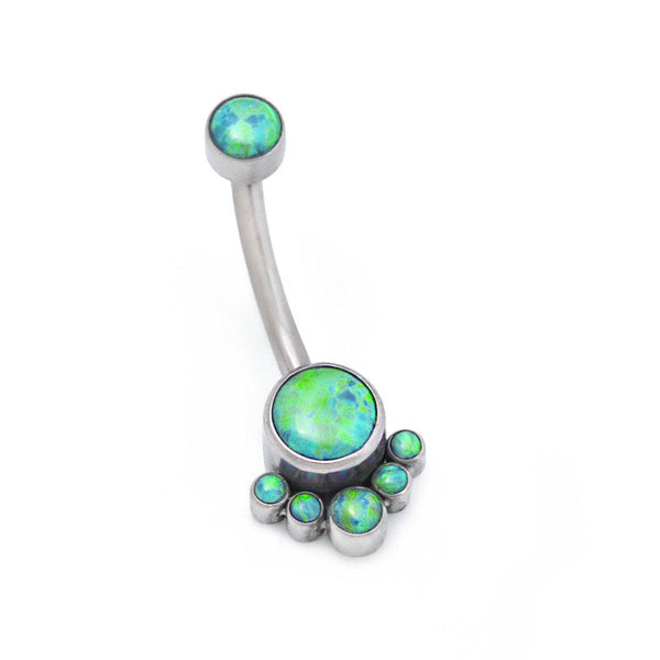 Five Opal Cluster Implant Grade Titanium Belly Bar
