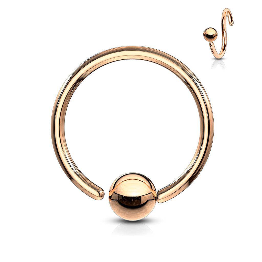 Fixed Side Ball IP over Steel Ball Closure Ring - Rose Gold