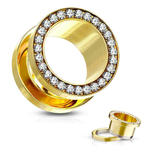 Gem Screw Fit Steel Flesh Tunnel