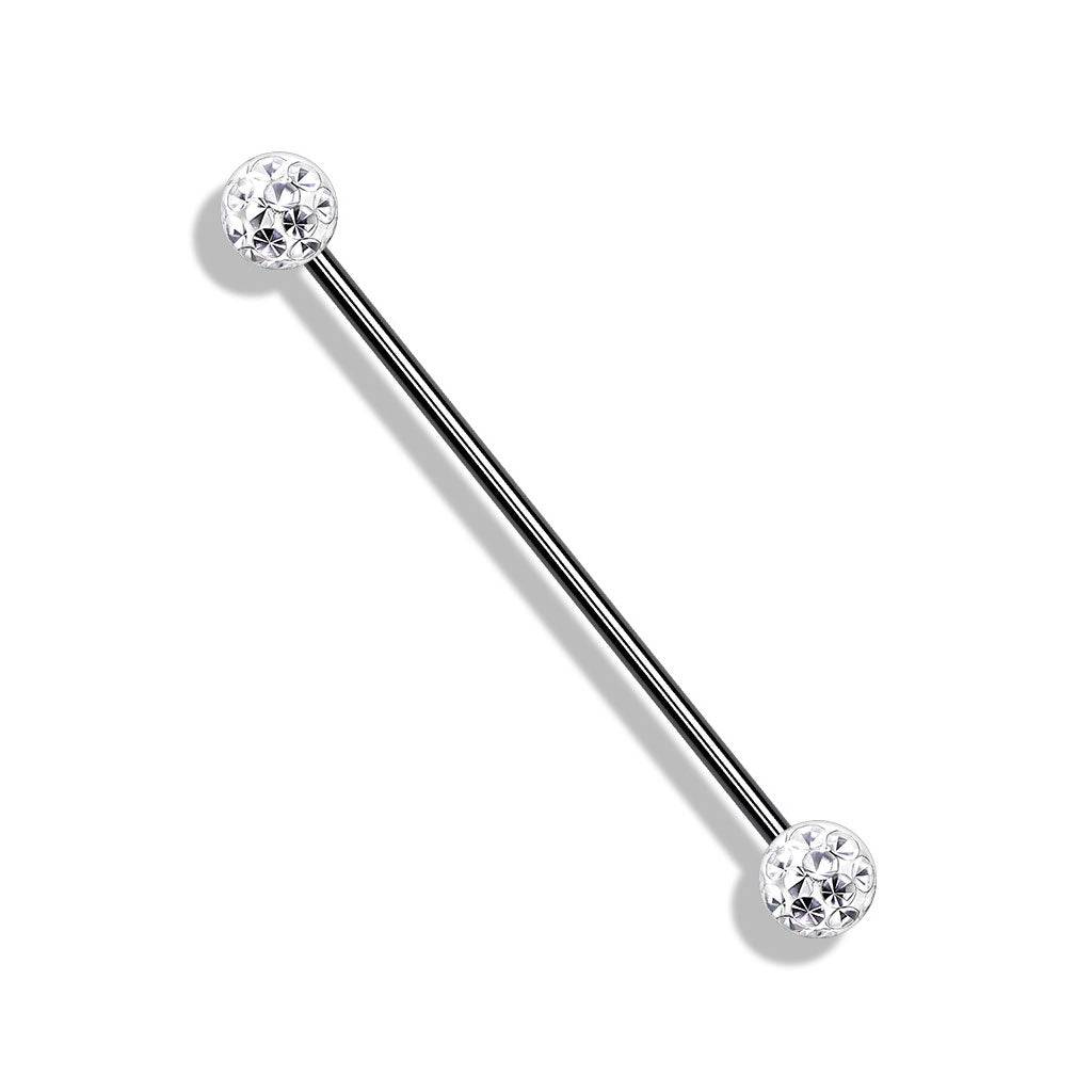 Internally Threaded Industrial Barbell with Epoxy CZ Balls - SkinKandy | Body Jewellery & Piercing Online Australia
