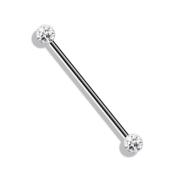 Internally Threaded Industrial Barbell with Epoxy CZ Balls