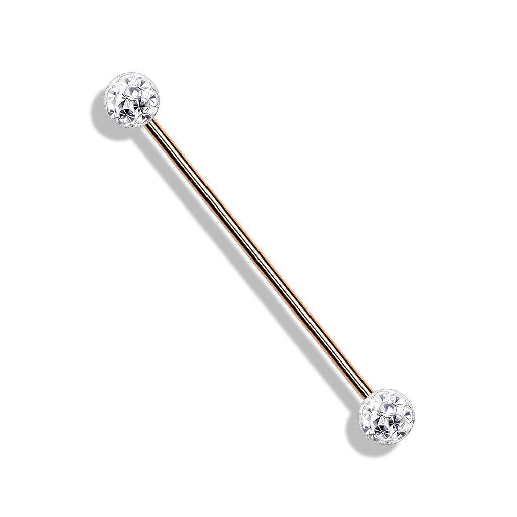 Internally Threaded Industrial Barbell with Epoxy CZ Balls - SkinKandy | Body Jewellery & Piercing Online Australia