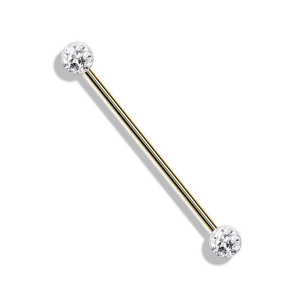 Internally Threaded Industrial Barbell with Epoxy CZ Balls - SkinKandy | Body Jewellery & Piercing Online Australia