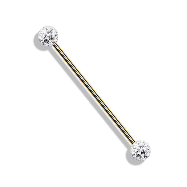 Internally Threaded Industrial Barbell with Epoxy CZ Balls