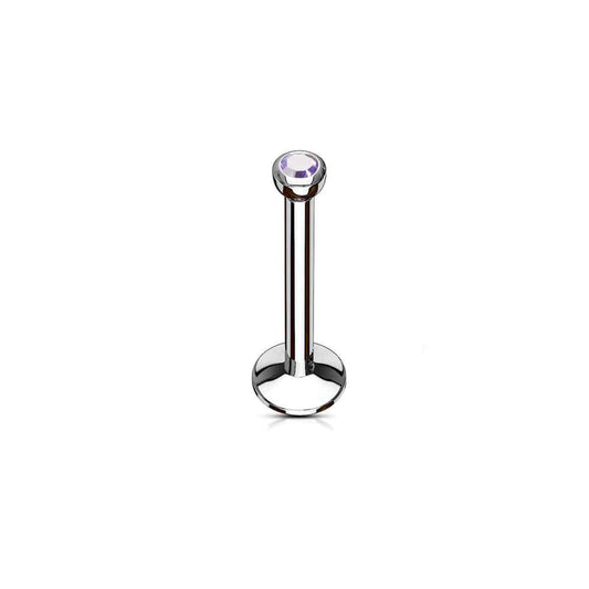Internally Threaded Labret with CZ Gem - SkinKandy | Body Jewellery & Piercing Online Australia