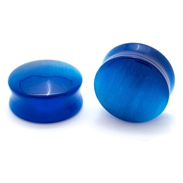 Ocean Blue Cats Eye Stone Plugs