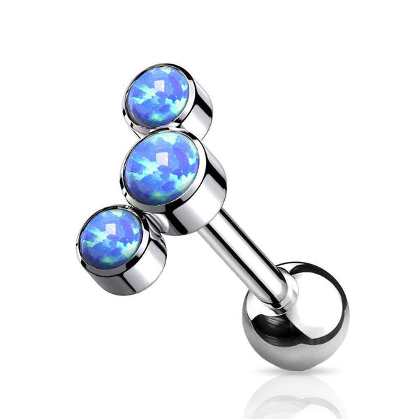 Opal Cluster Titanium Internally Threaded Cartilage Barbell