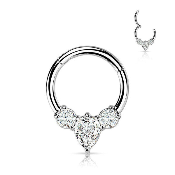 Pear Drop CZ Hinged Segment Ring