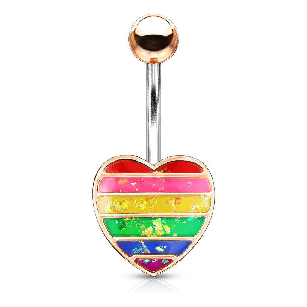 Rainbow Heart Belly Ring - SkinKandy | Body Jewellery & Piercing Online Australia