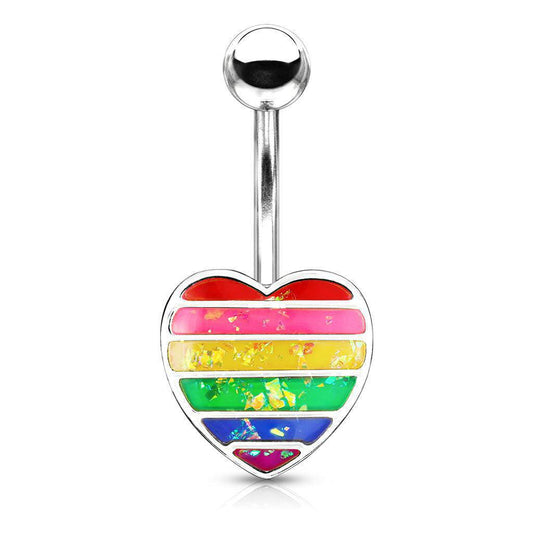 Rainbow Heart Belly Ring - SkinKandy | Body Jewellery & Piercing Online Australia