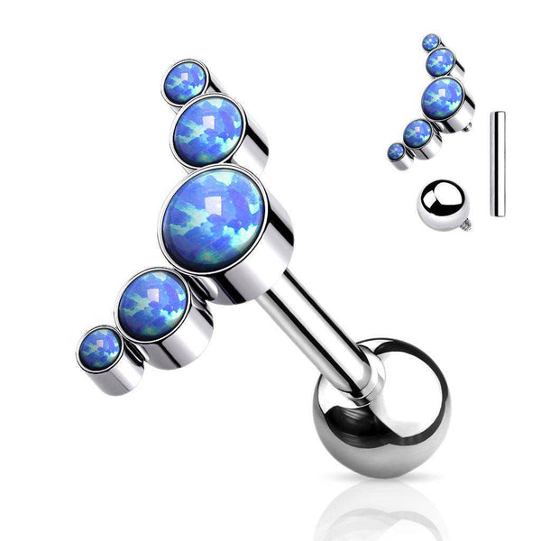 Round Opal Titanium Cartilage Barbell