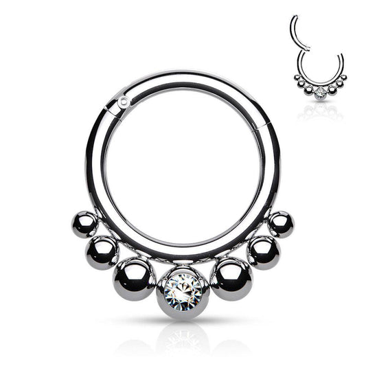 Segment Hoop Ring with Crystal Centre - SkinKandy | Body Jewellery & Piercing Online Australia
