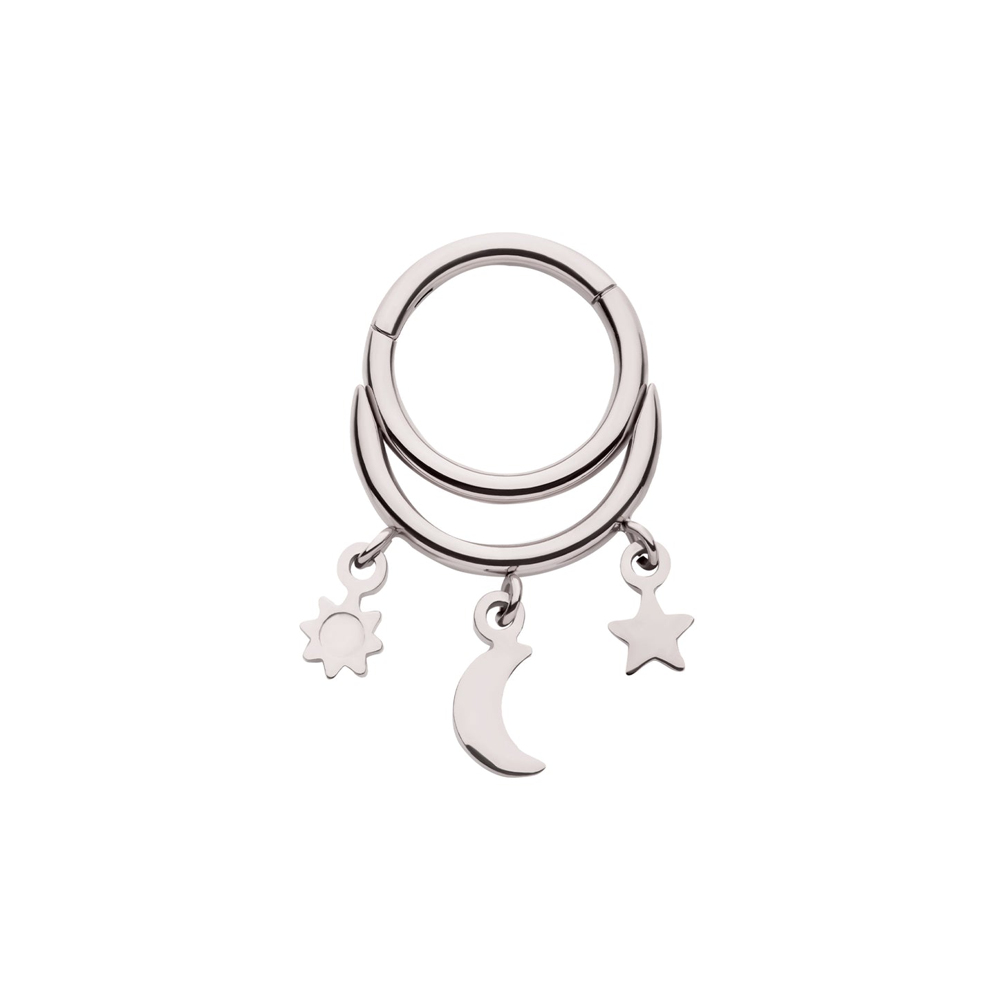 Sun, Star and Moon Charm Segment Ring - SkinKandy | Body Jewellery & Piercing Online Australia