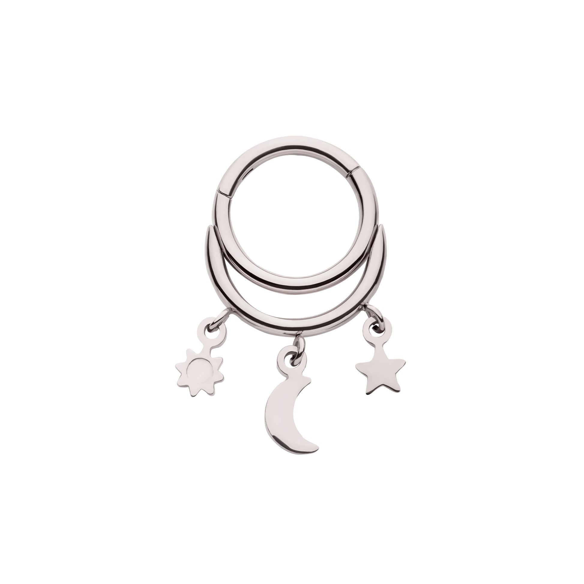 Sun, Star and Moon Charm Segment Ring - SkinKandy | Body Jewellery & Piercing Online Australia