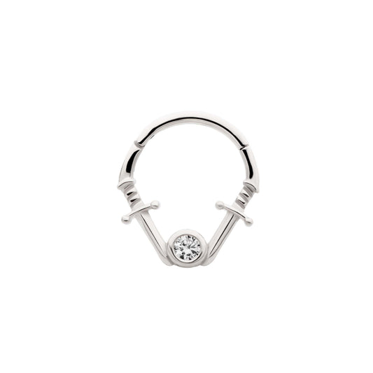 Duo Dagger CZ Septum Ring - SkinKandy | Body Jewellery & Piercing Online Australia