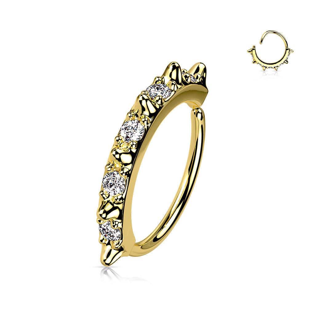 Spiky Bendable Hoop Nose Ring - Yellow Gold