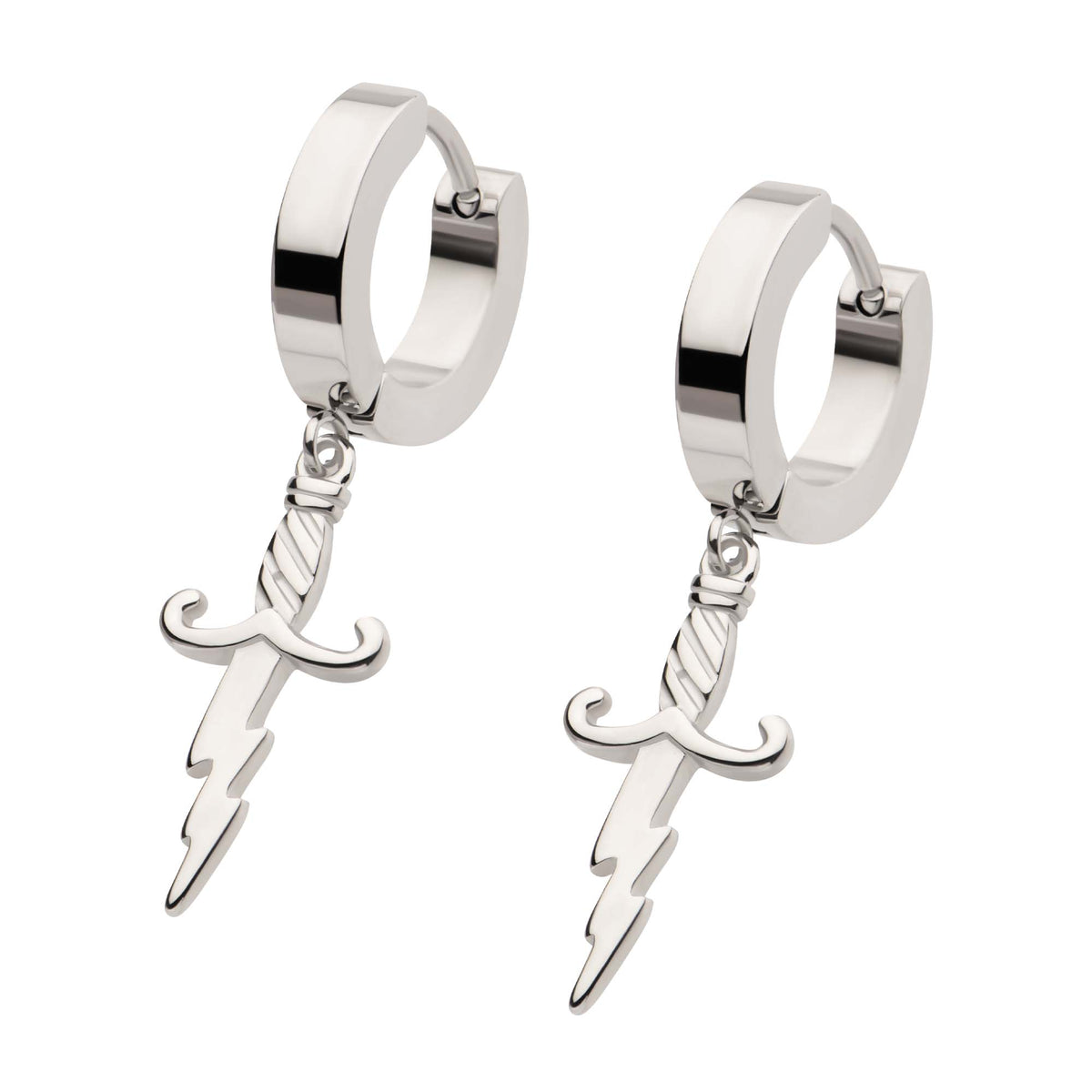 Lightning Dagger Huggie Drop Earrings - SkinKandy | Body Jewellery & Piercing Online Australia