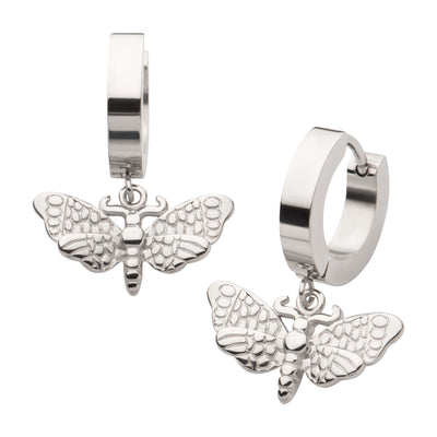 Butterfly Moth Huggie Drop Earrings