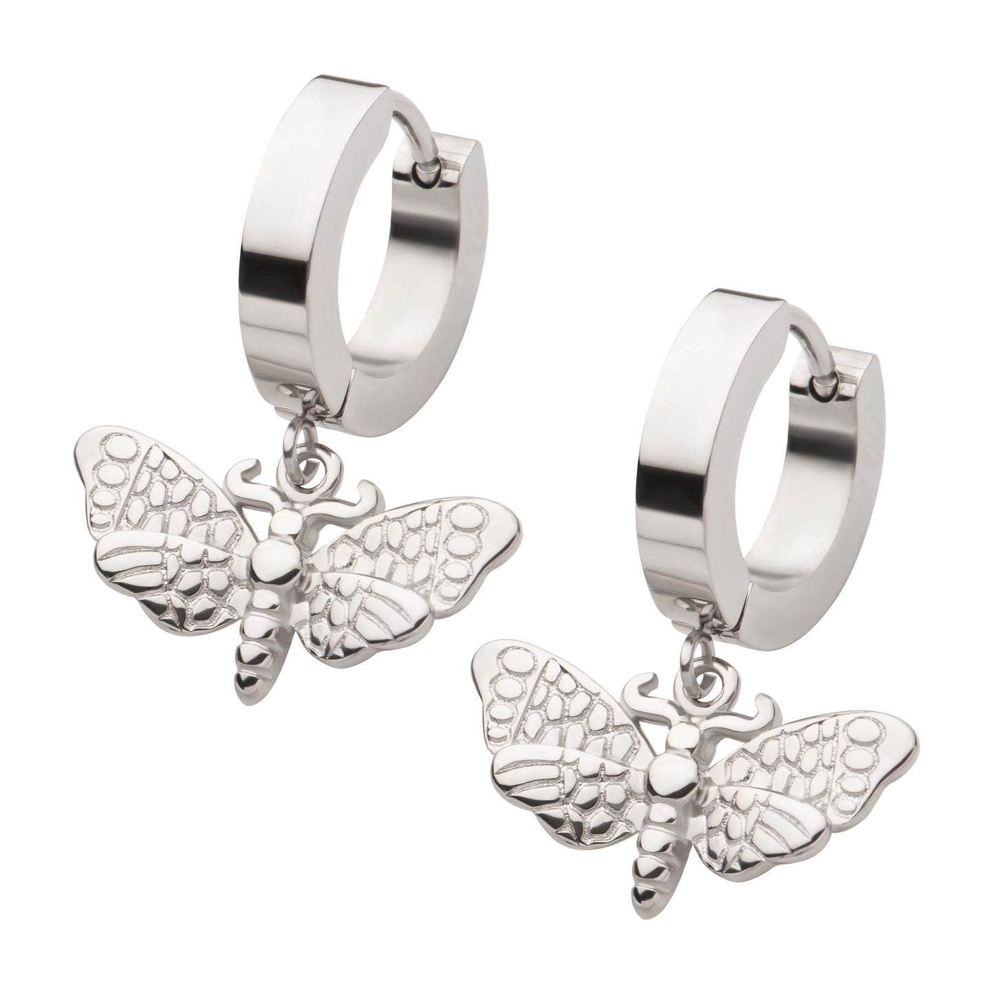 Butterfly Moth Huggie Drop Earrings - SkinKandy | Body Jewellery & Piercing Online Australia