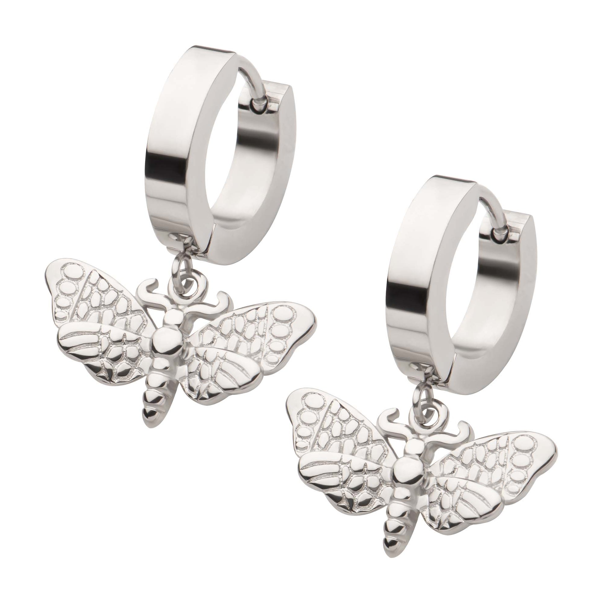 Butterfly Moth Huggie Drop Earrings - SkinKandy | Body Jewellery & Piercing Online Australia