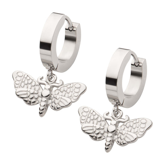 Butterfly Moth Huggie Drop Earrings - SkinKandy | Body Jewellery & Piercing Online Australia