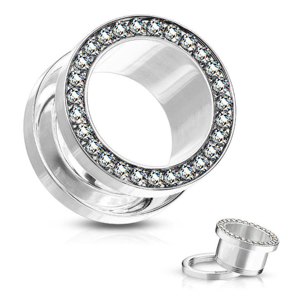 Steel Clear Gem Screw Fit Flesh Tunnel