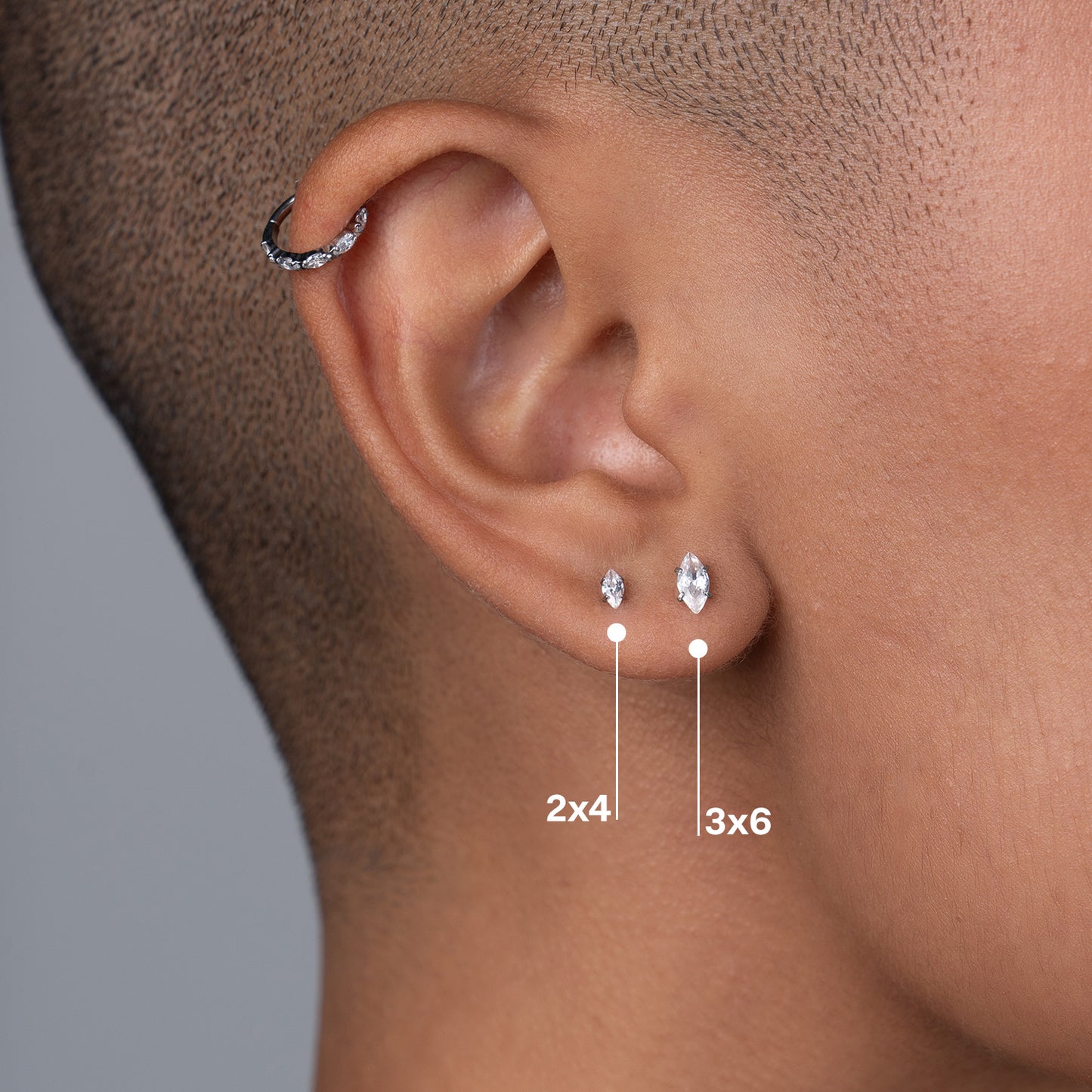 Titanium Flatback Oval Cubic Zirconia Marquis - SkinKandy | Body Jewellery & Piercing Online Australia