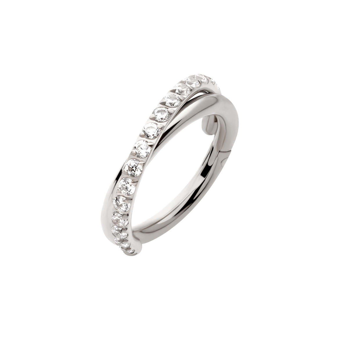 Titanium Double Hoop CZ Segment Ring - SkinKandy | Body Jewellery & Piercing Online Australia