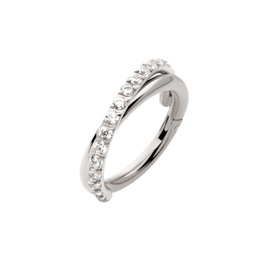 Titanium Double Hoop CZ Segment Ring