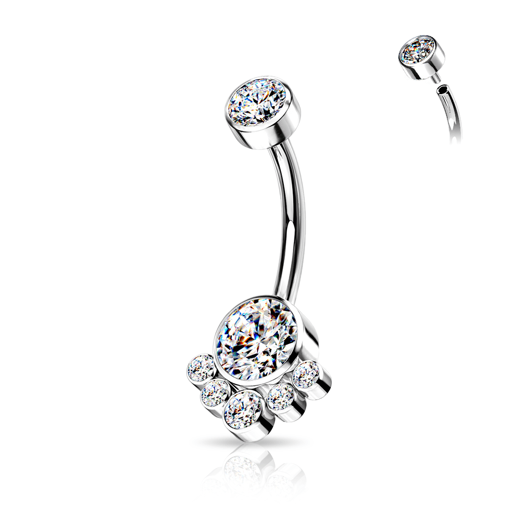 Titanium Belly Ring with CZ Cluster Top - SkinKandy | Body Jewellery & Piercing Online Australia