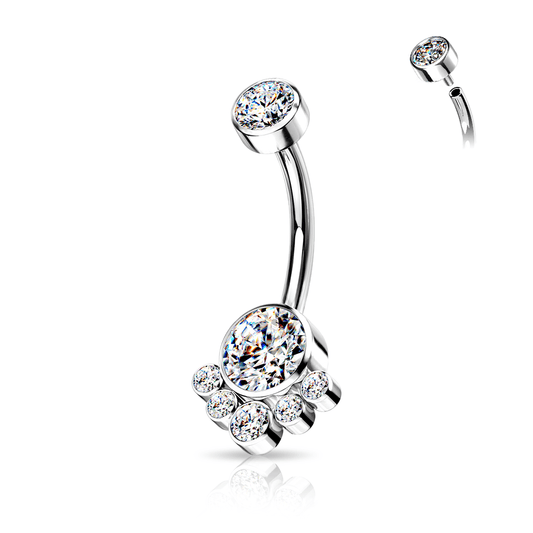 Titanium Belly Ring with CZ Cluster Top - SkinKandy | Body Jewellery & Piercing Online Australia
