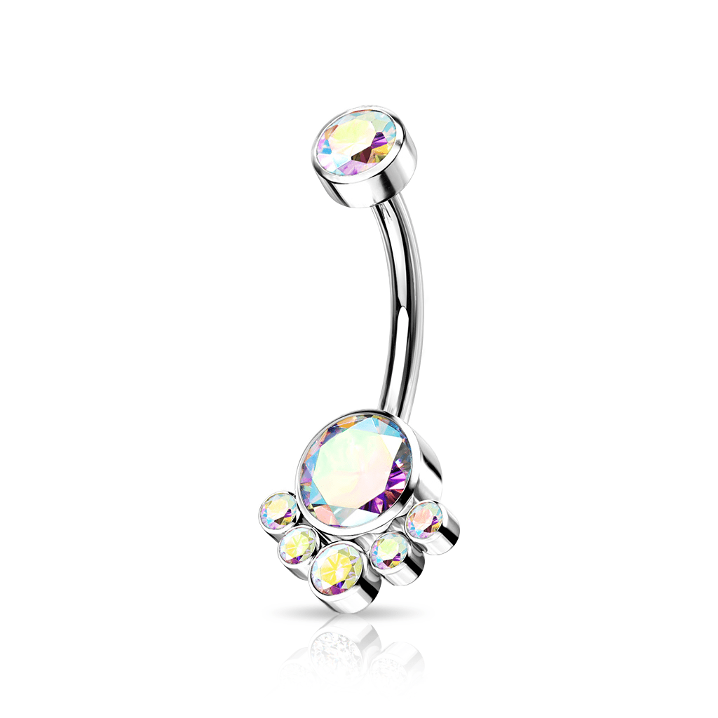 Implant Grade Titanium CZ Cluster Navel 14G 10mm | SkinKandy AU