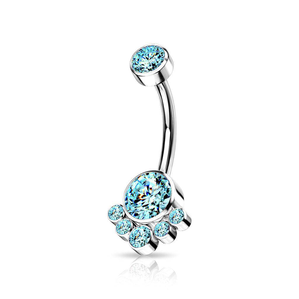 Titanium Belly Ring with CZ Cluster Top - SkinKandy | Body Jewellery & Piercing Online Australia