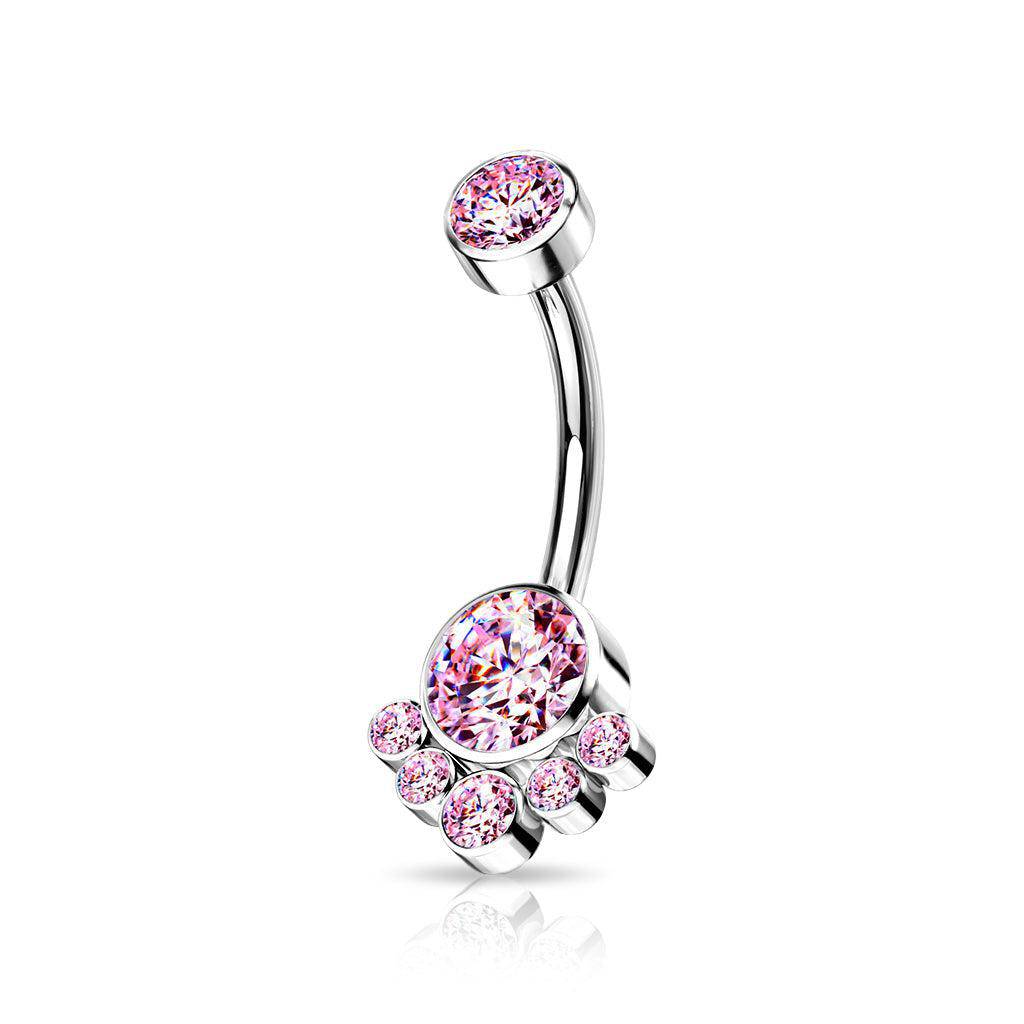 Titanium Belly Ring with CZ Cluster Top - SkinKandy | Body Jewellery & Piercing Online Australia