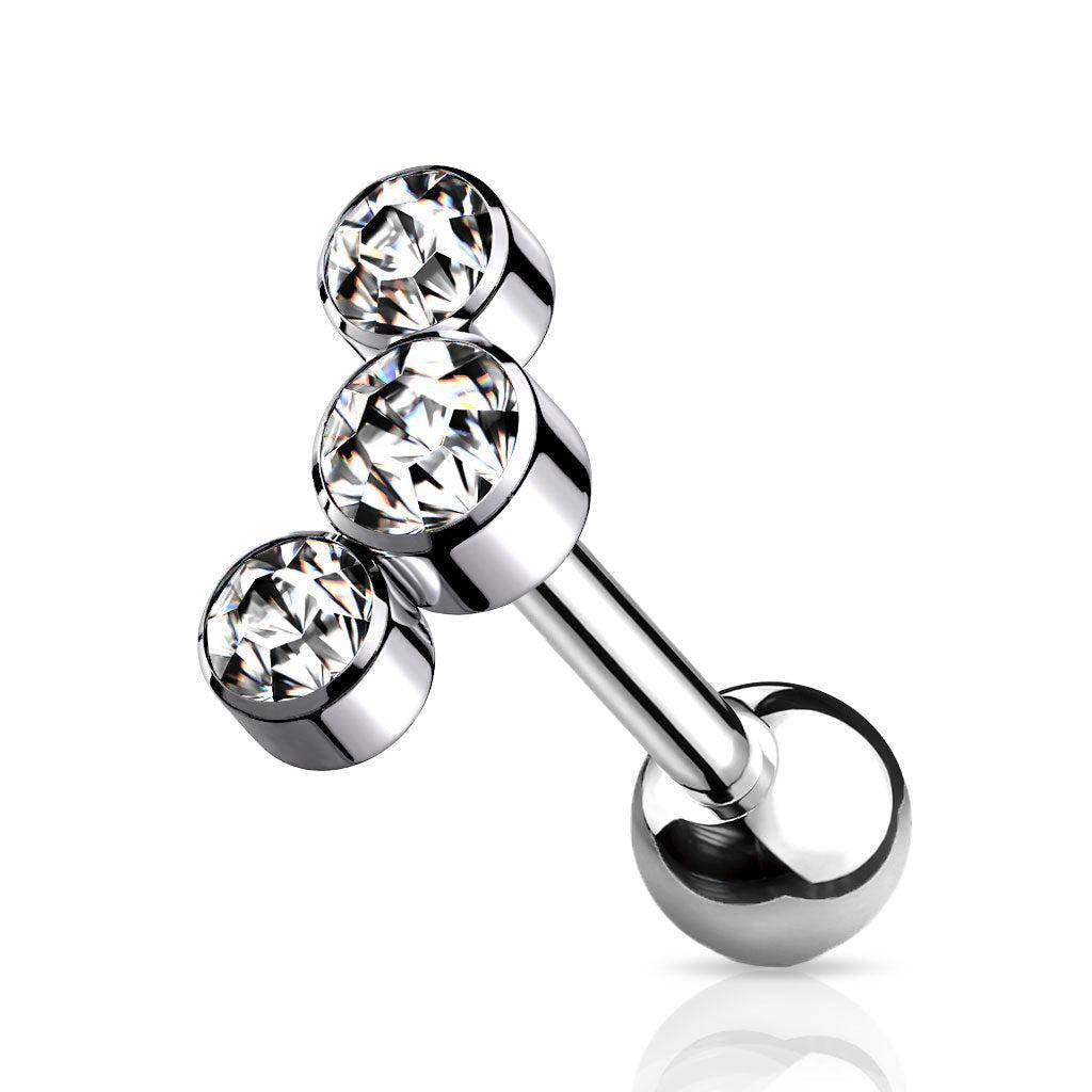 Titanium Curve Gem Internally Threaded Cartilage Barbell - SkinKandy | Body Jewellery & Piercing Online Australia