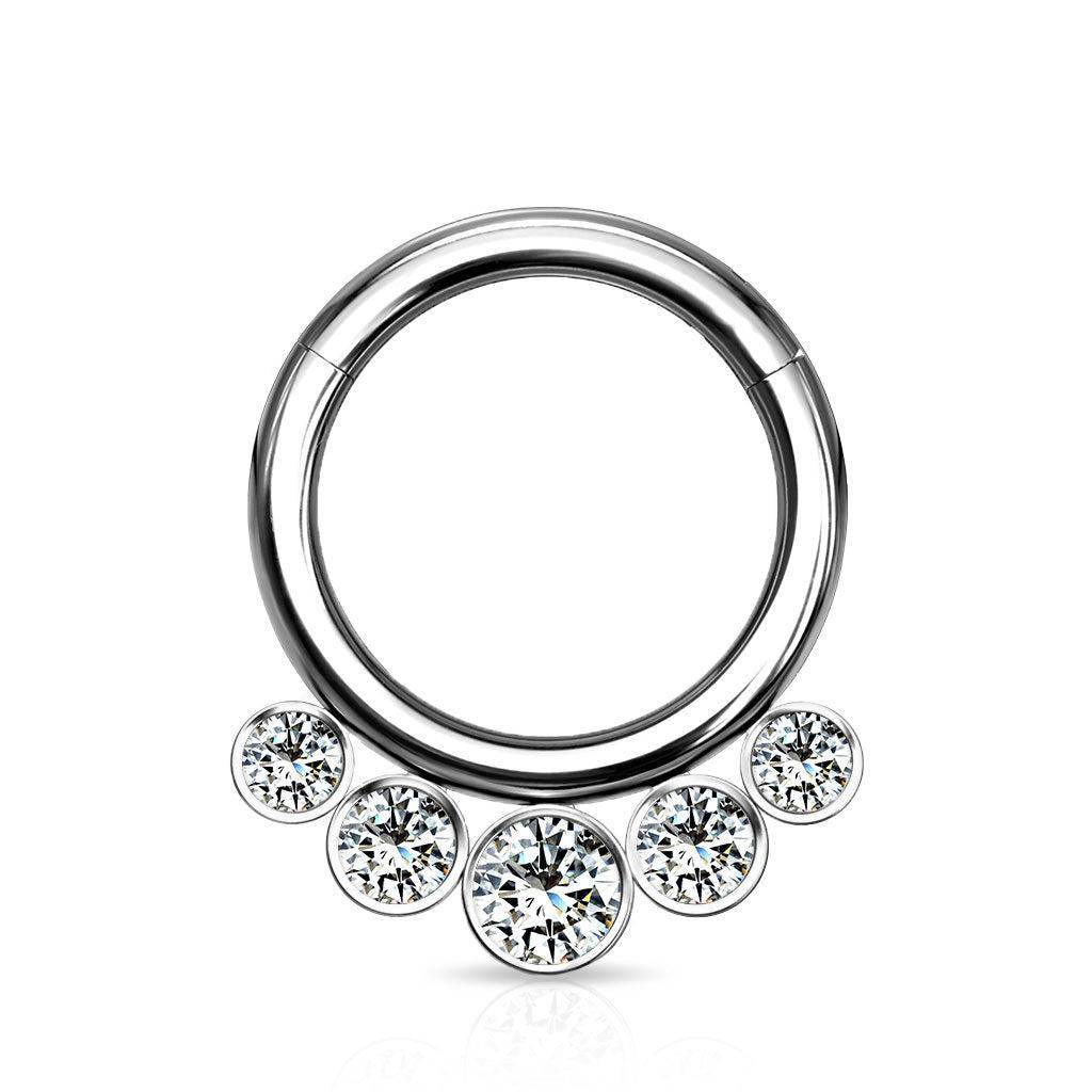 Titanium Hinged Segment Ring with Bezel Set Crystals - SkinKandy | Body Jewellery & Piercing Online Australia