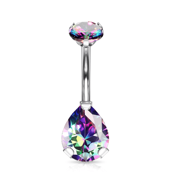 Implant Grade Titanium Pear Shape Cubic Zirconia Belly Ring