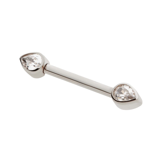 Titanium Pear CZ Nipple Barbell - SkinKandy | Body Jewellery & Piercing Online Australia