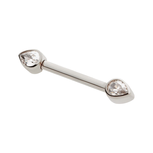 Titanium Pear CZ Nipple Barbell