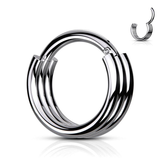 Triple Layered Hinged Segment Ring - SkinKandy | Body Jewellery & Piercing Online Australia