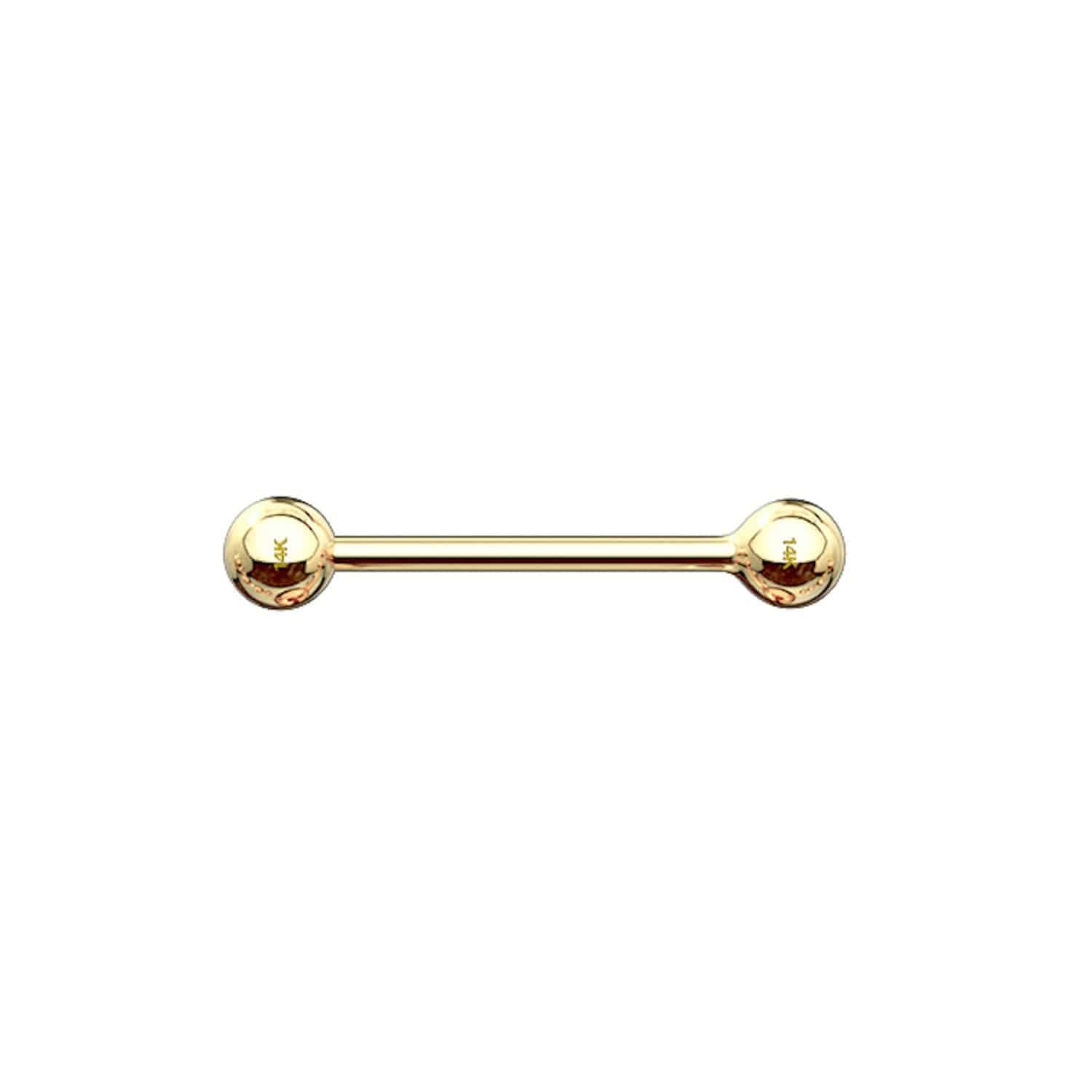 14K Solid Gold Straight Barbell - SkinKandy | Body Jewellery & Piercing Online Australia