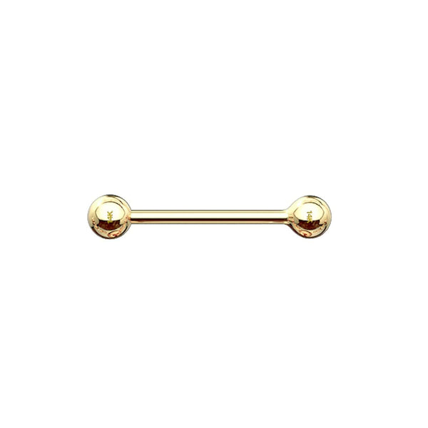 14K Solid Gold Straight Barbell Piercing