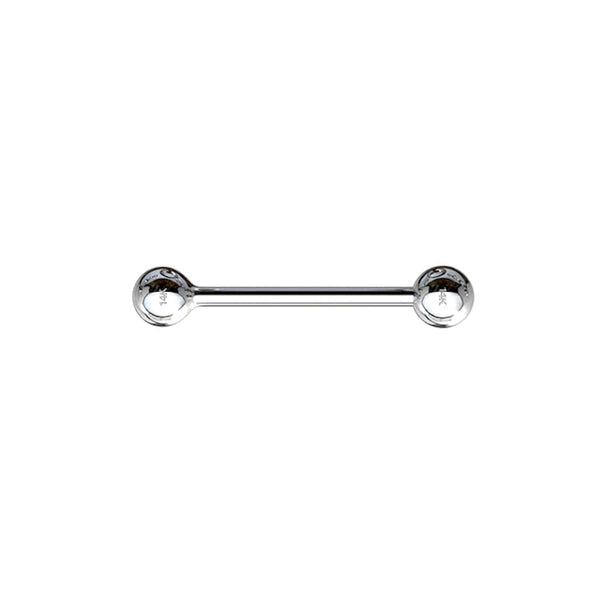 14K Solid White Gold Straight Barbell