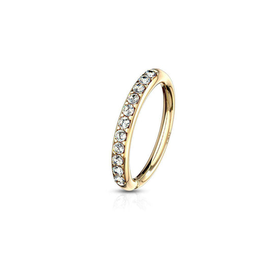 14K Solid Gold CZ Paved Bendable Hoop Ring - SkinKandy | Body Jewellery & Piercing Online Australia